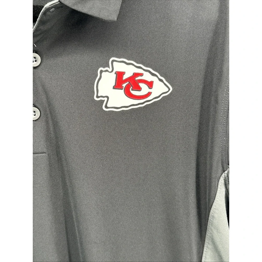 Kansas City Chiefs Shirt Mens M Black & Grey NFL Football Nike Dri Fit Polo Golf